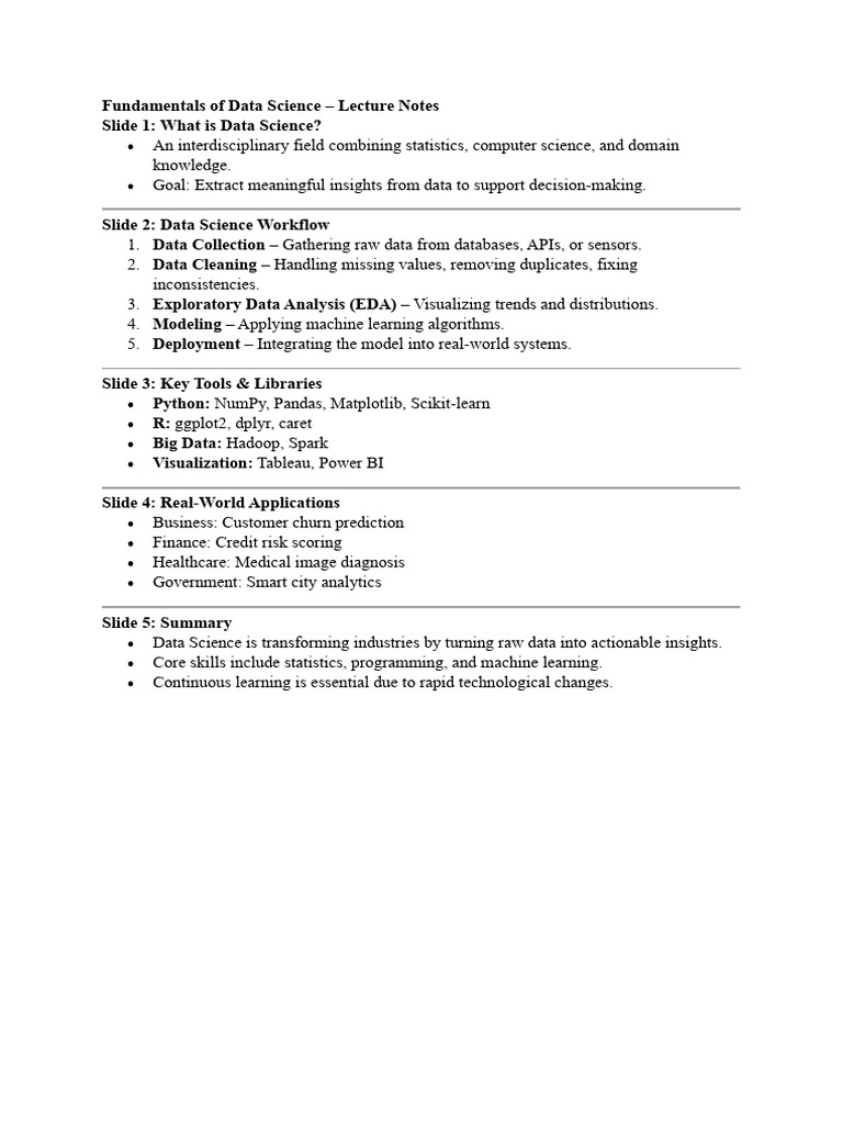 Data Science Fundamentals Overview | PDF