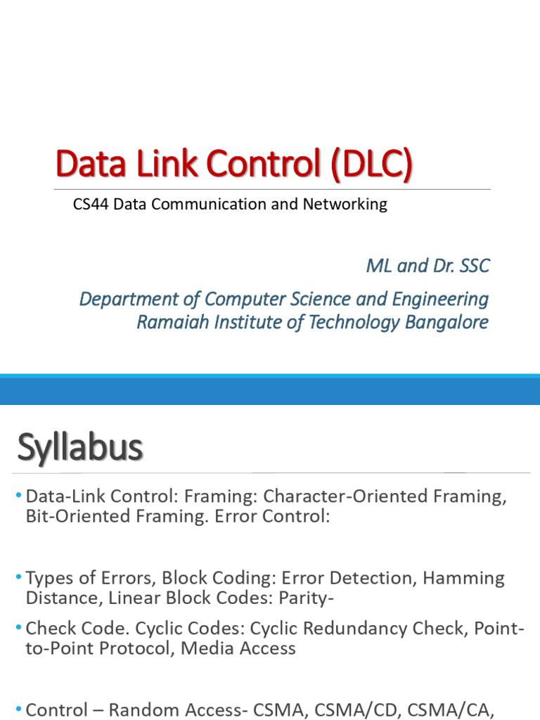Data Link Control: Framing & Error Handling | PDF | Error Detection And ...