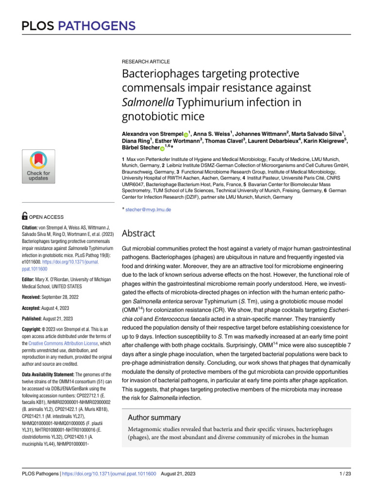 Phages Reduce Gut Resistance to Salmonella | PDF | Bacteriophage ...