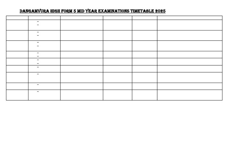 Form 5 Mid Year Exam Timetable 2025 | PDF