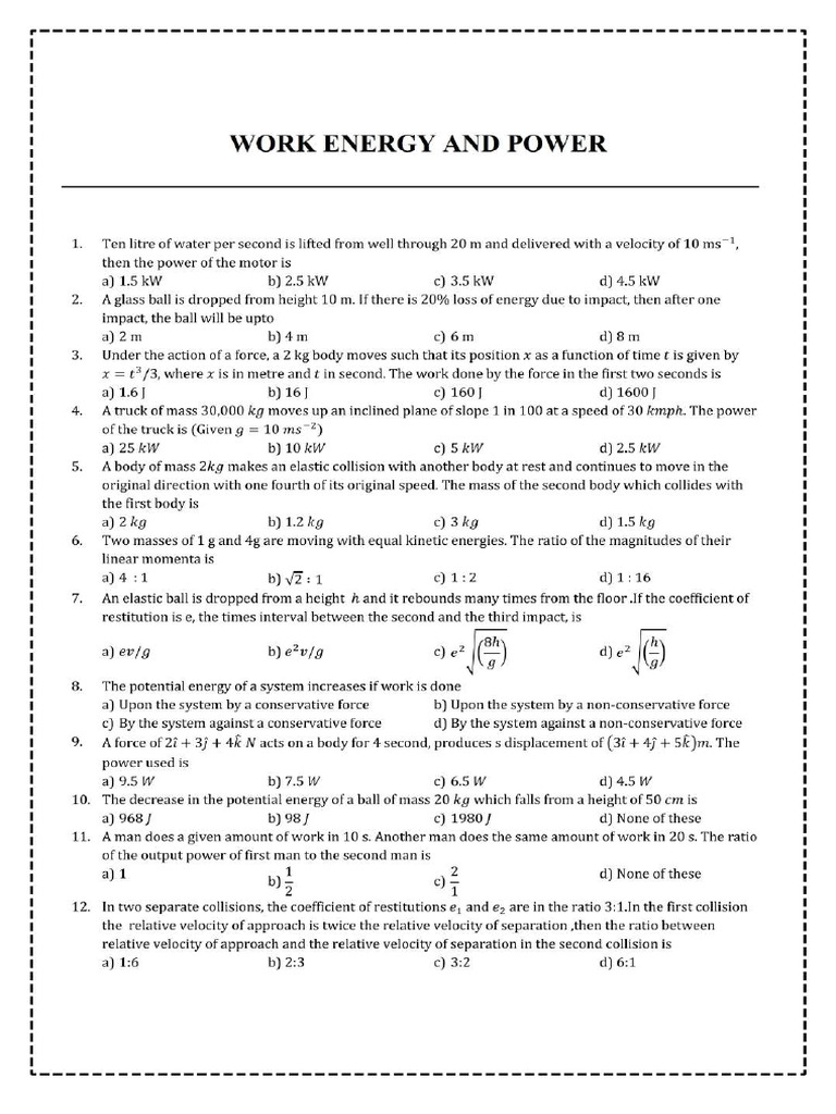 WORK AND ENERGY PRACTICE PROBLEMS PDF visual data 5