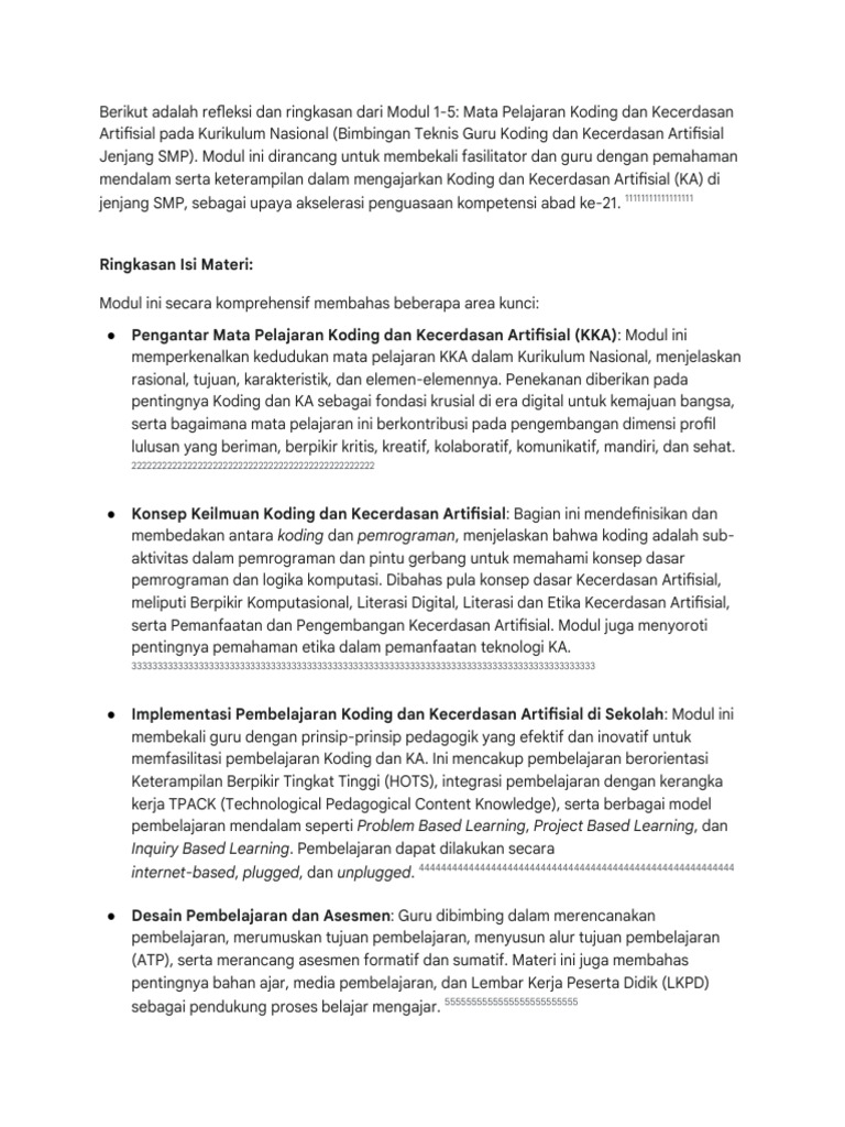 Refleksi Modul 1 Koding dan KA | PDF