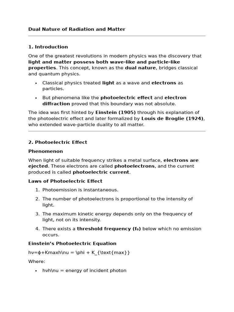Dual Nature of Electrons and Light | PDF | Photoelectric Effect | Electron