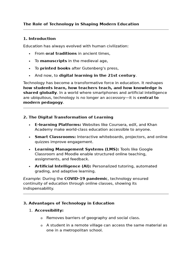 Technology's Impact on Modern Education | PDF | Educational Technology ...