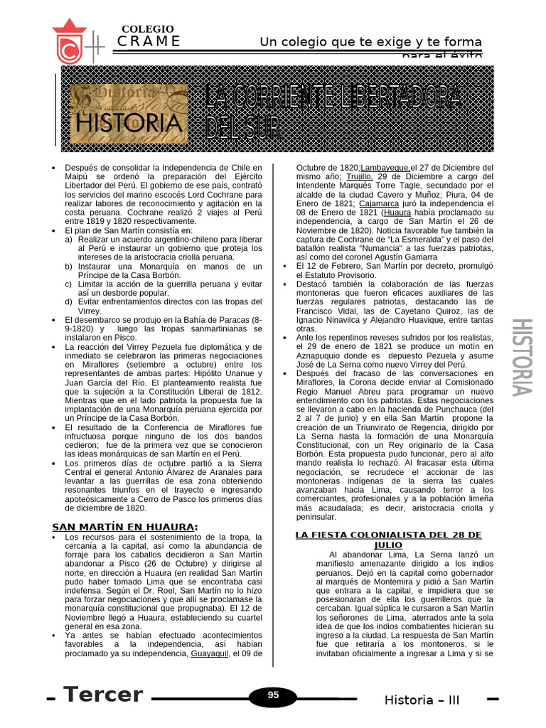 Historia - 3ero | PDF | Perú
