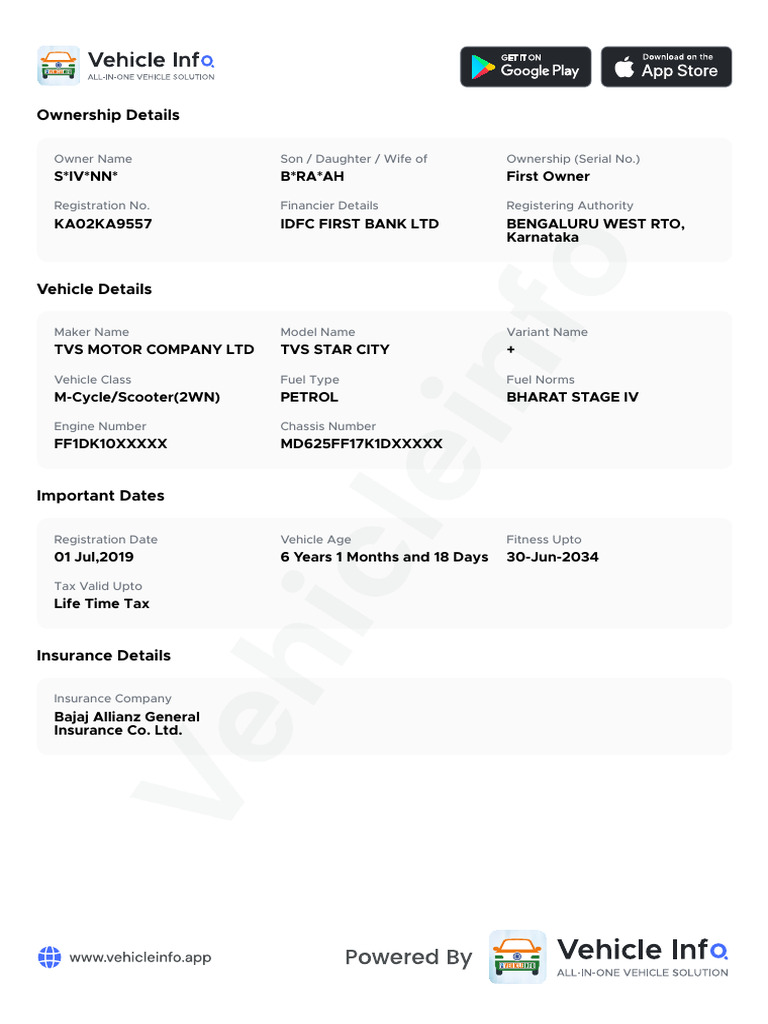 Vehicle Ownership and Details Report | PDF