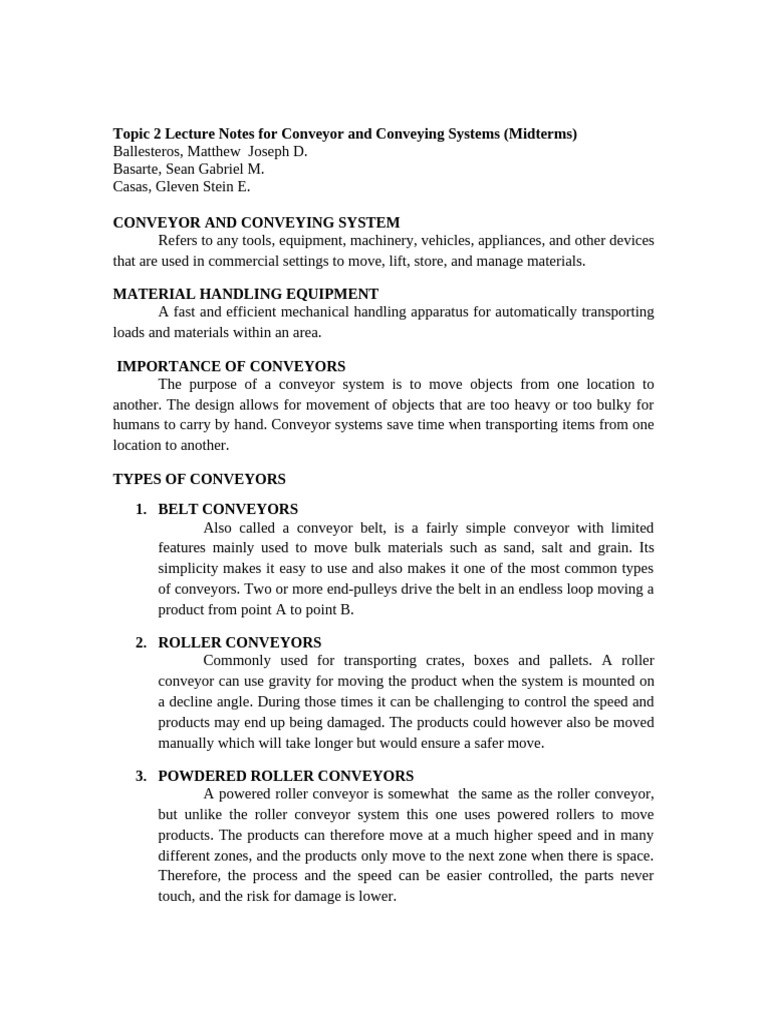 Overview of Conveyor Systems | PDF | Belt (Mechanical) | Manufactured Goods