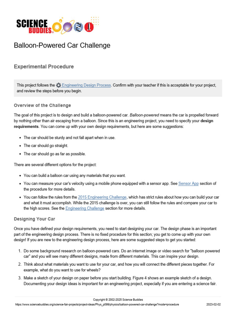 Balloon-Powered Car Project Guide | PDF | Balloon | Smartphone