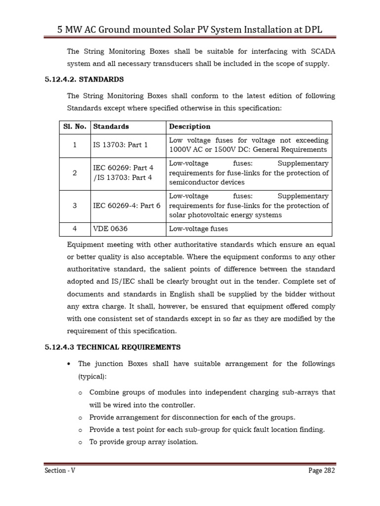 DPL 5 MW Solar Phase II EPC West Bengal Dec 2021 282 | PDF | Fuse ...
