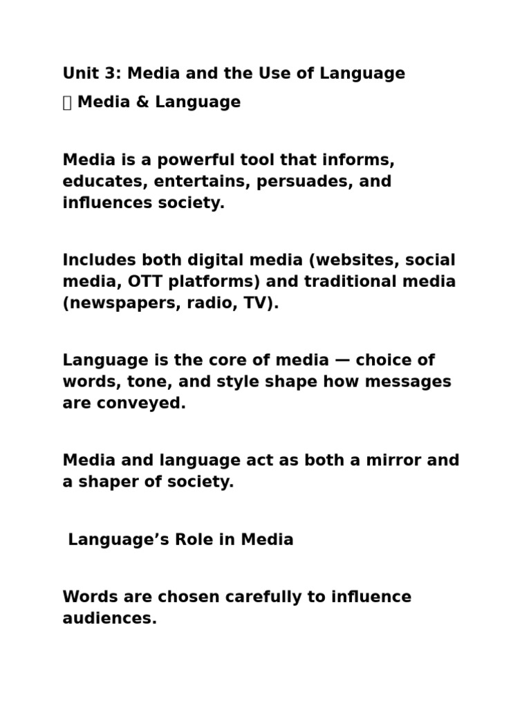 Media's Influence Through Language | PDF | Communication | Human ...