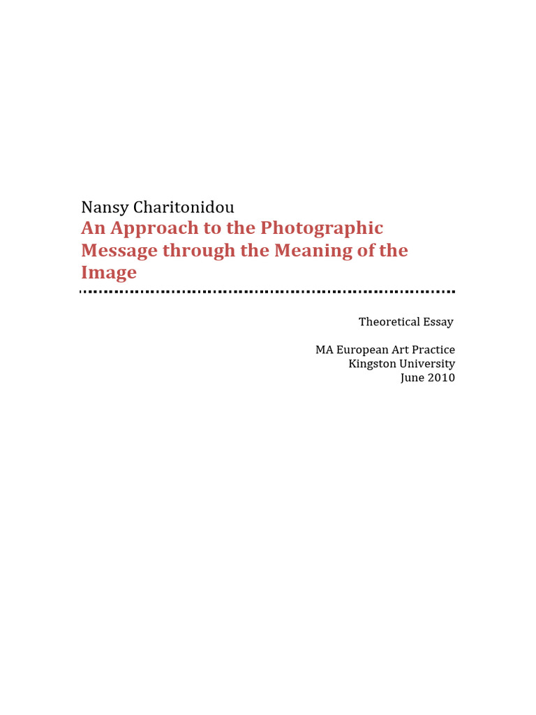 Analyzing the Photographic Message | PDF | Image