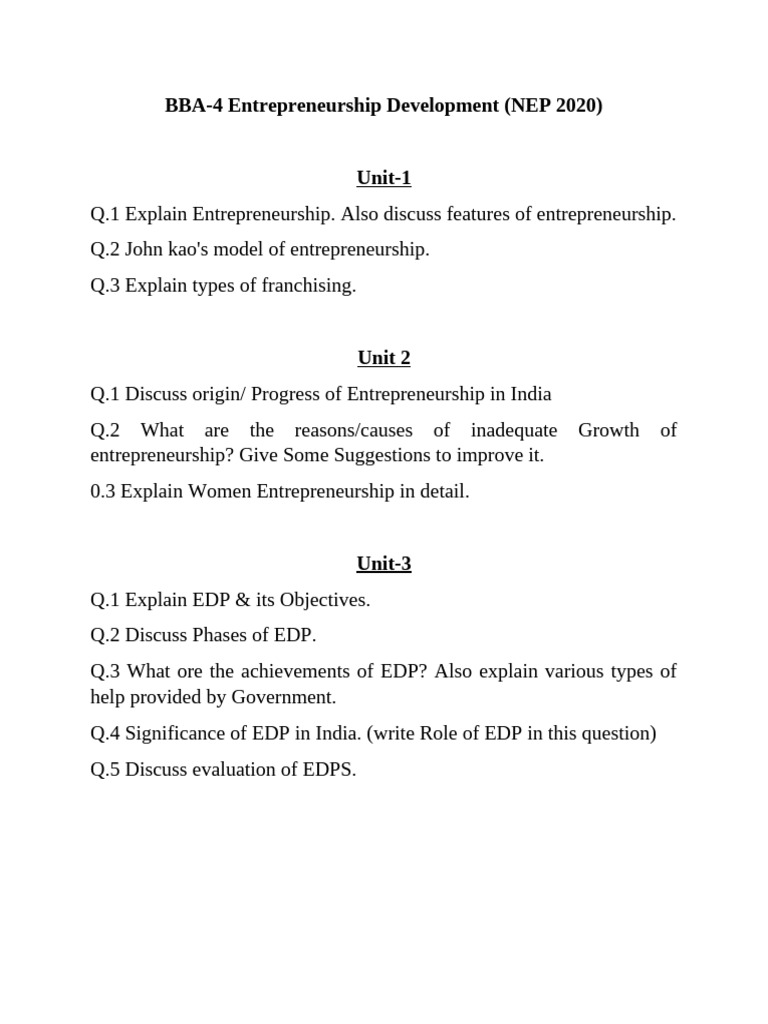 BBA 4 Imp Que Ed | PDF