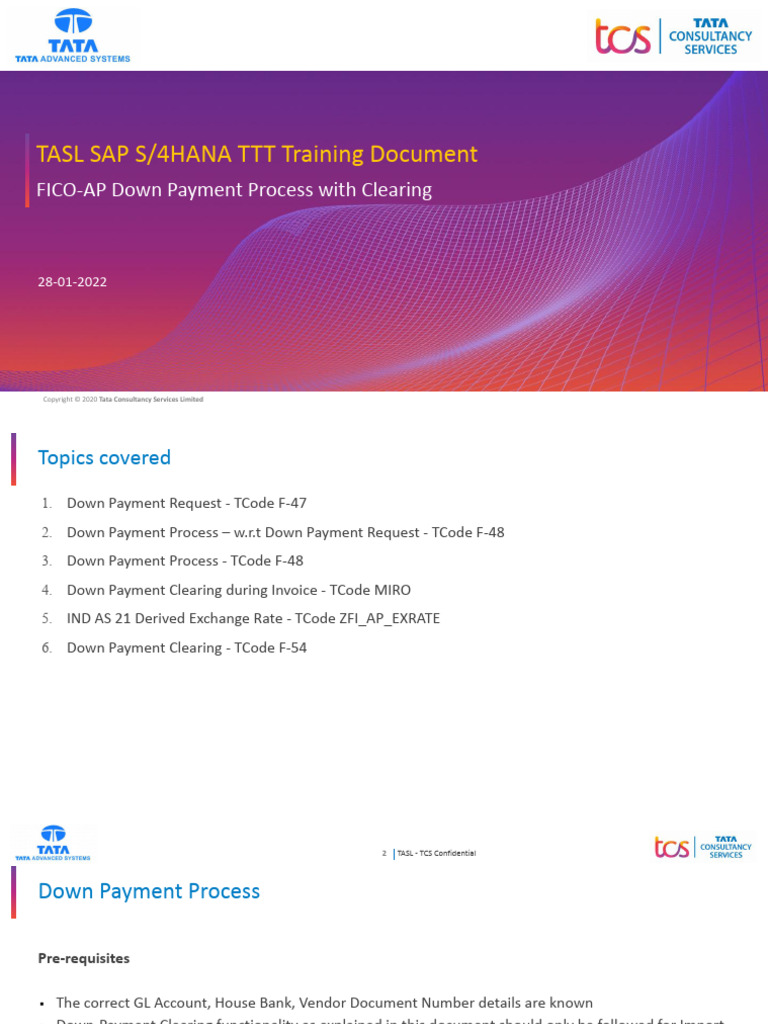 FICO Down Payment Process in SAP | PDF | Invoice | Accounts Payable
