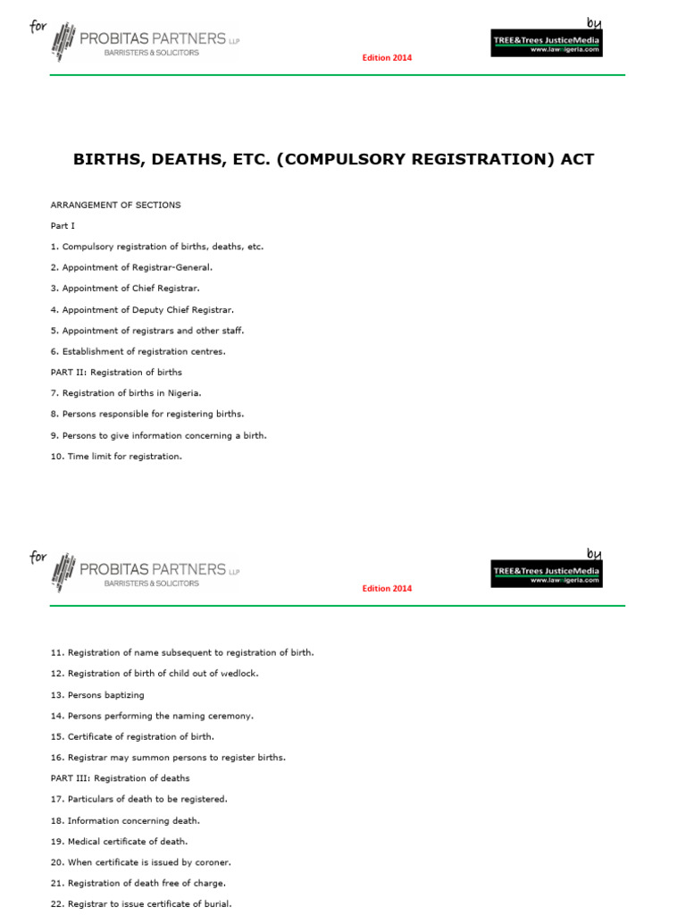 Compulsory Registration of Births and Deaths | PDF | Justice | Crime ...