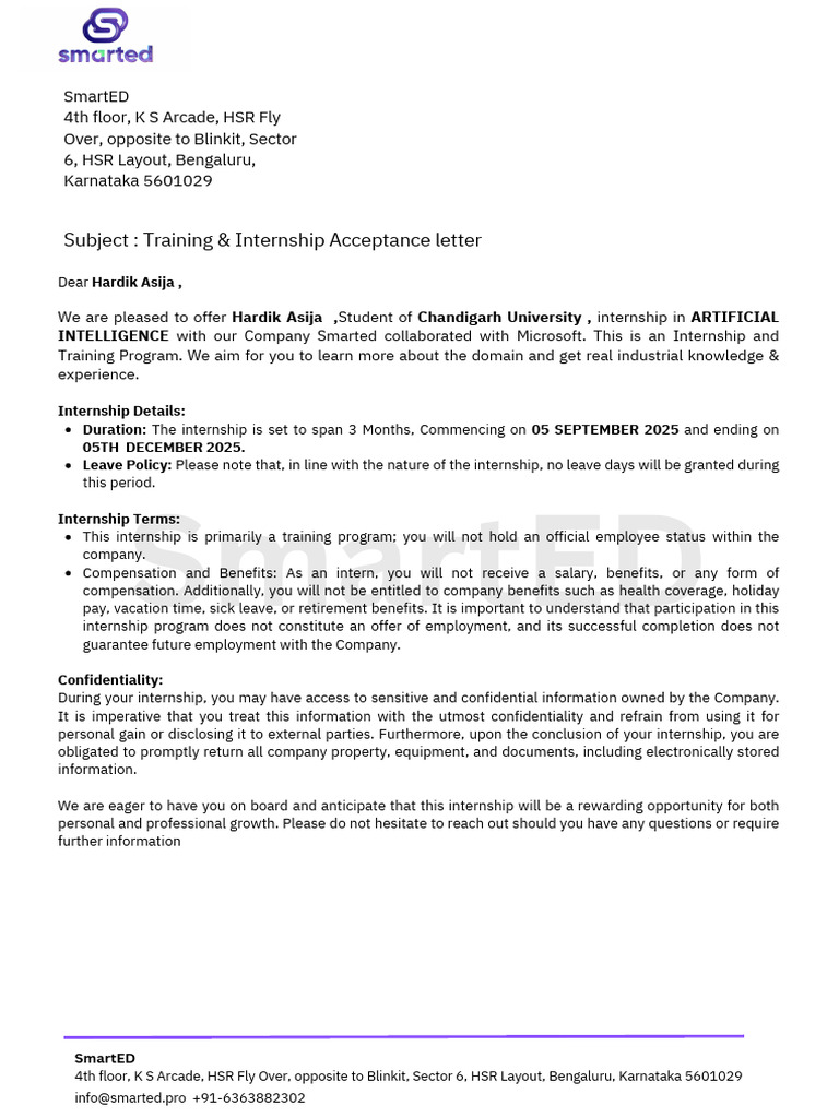 Training & Internship Acceptance Letter - 2025-08-19T120220.511 | PDF ...