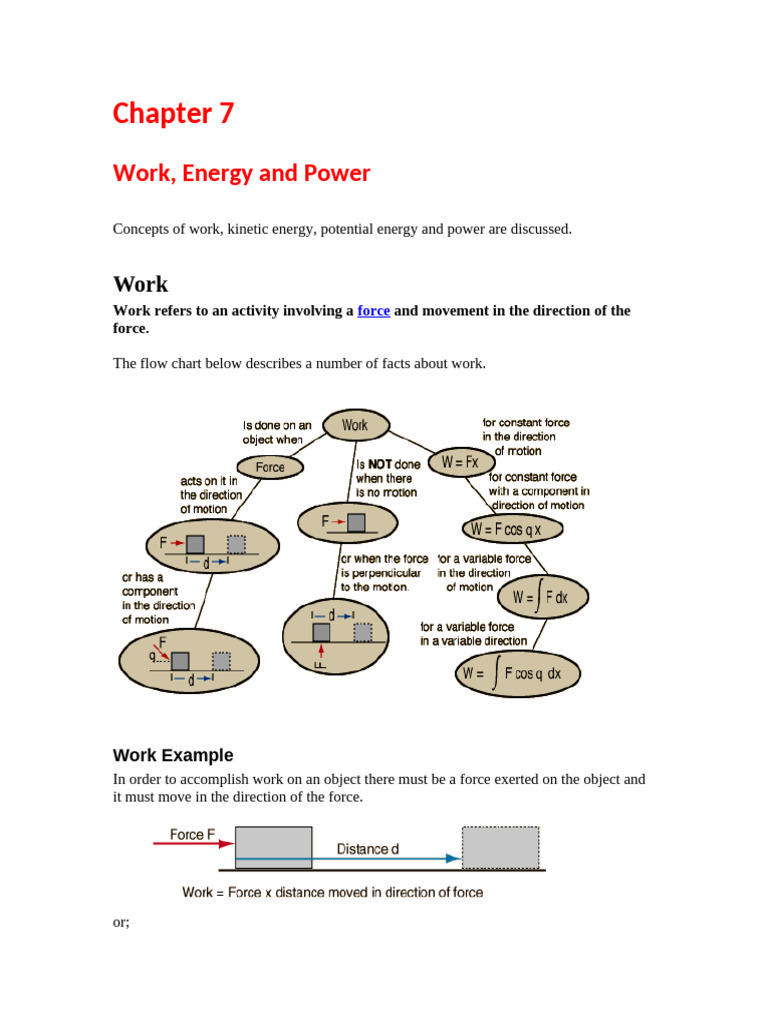 Work, Energy, and Power Explained | PDF | Potential Energy | Force