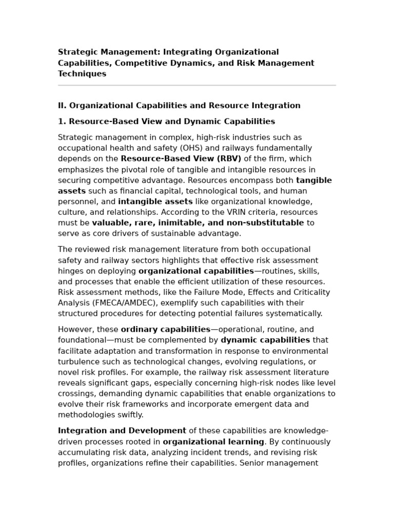 Strategic Management in Risk Industries | PDF | Strategic Management ...