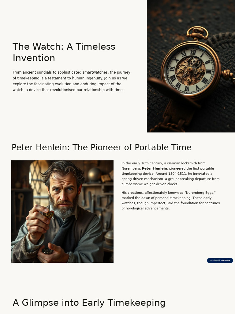 Evolution of Timekeeping: The Watch | PDF | Watch | Clock