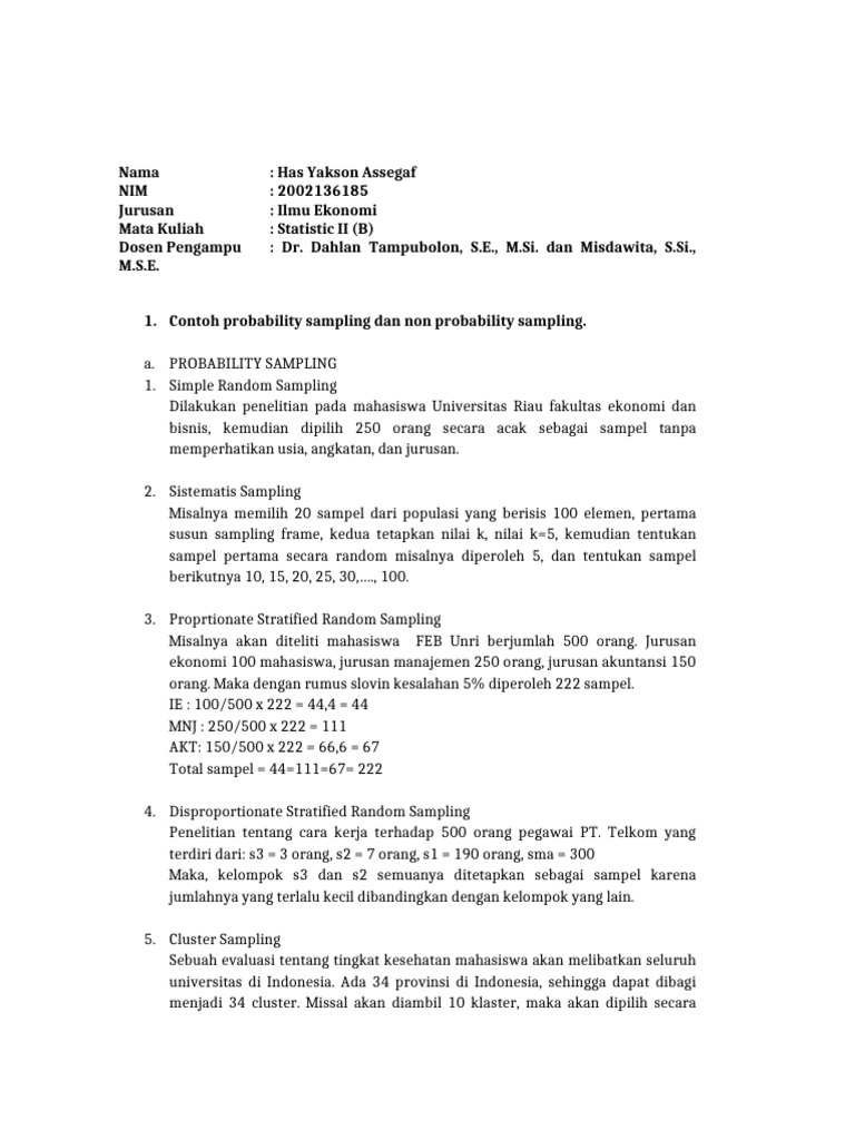 Teknik Sampling dalam Penelitian Statistik | PDF