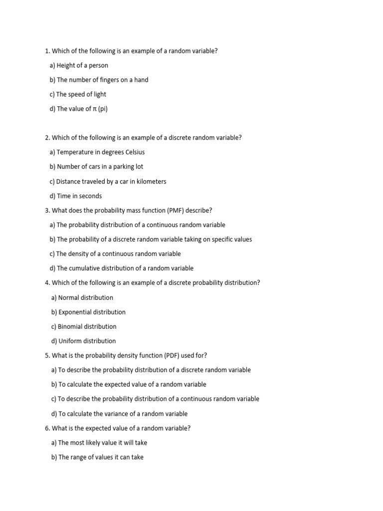 Understanding Random Variables and Distributions | PDF