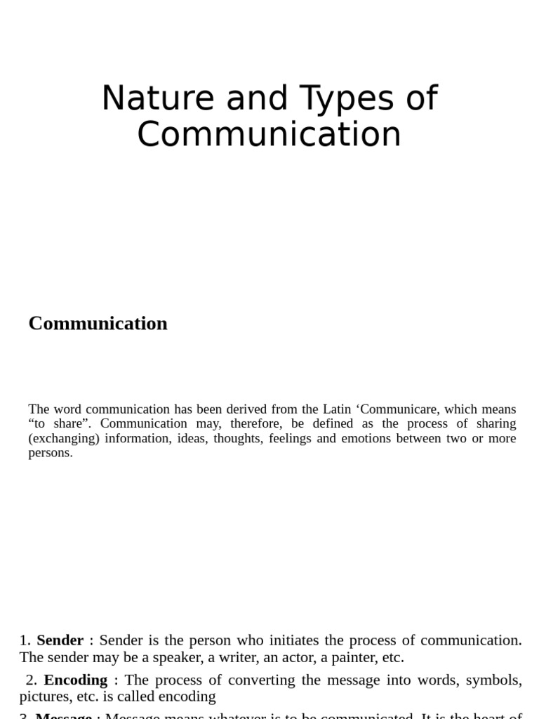 Nature and Types of Communication | PDF | Communication | Cognitive Science