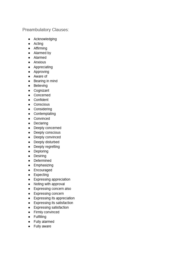 Preambulatory and Operative Clauses | PDF