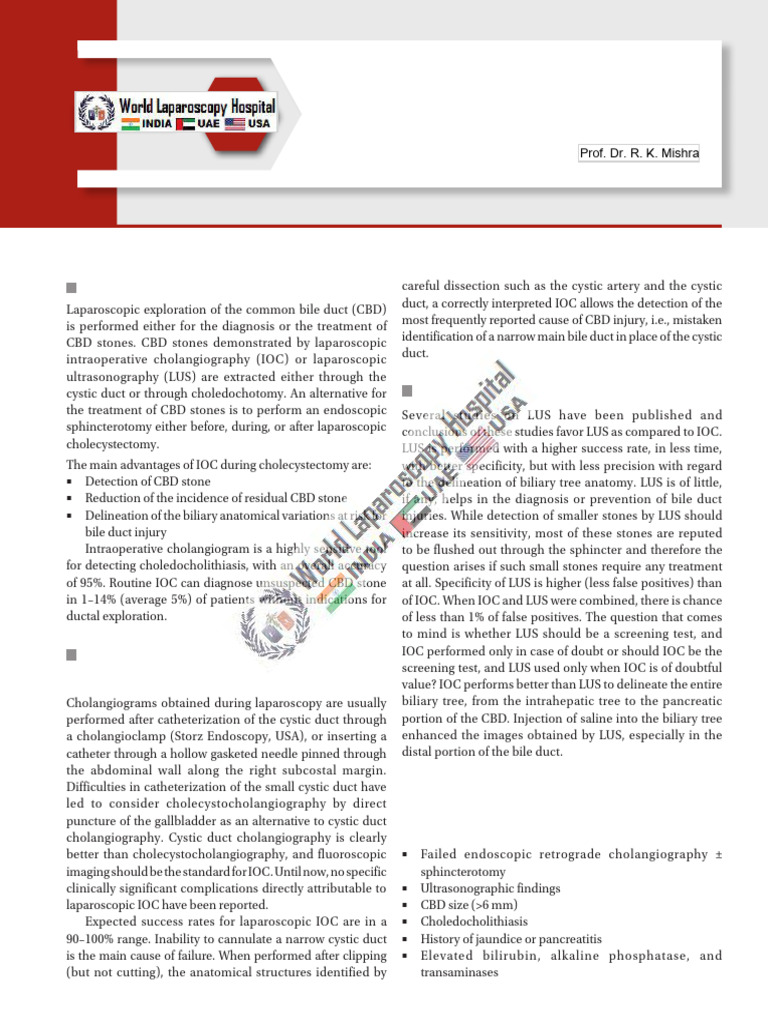 Laparoscopic CBD Exploration Techniques | PDF | Gallbladder | Medical ...