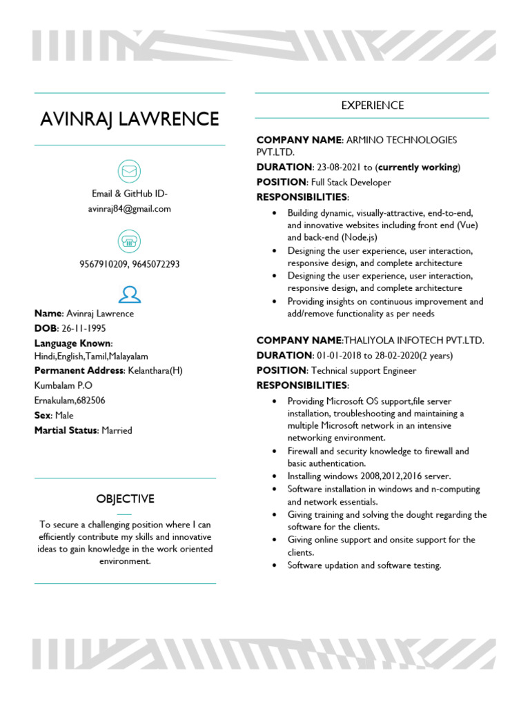 Resume A Vin Raj Lawrence | PDF | Information Technology | Software