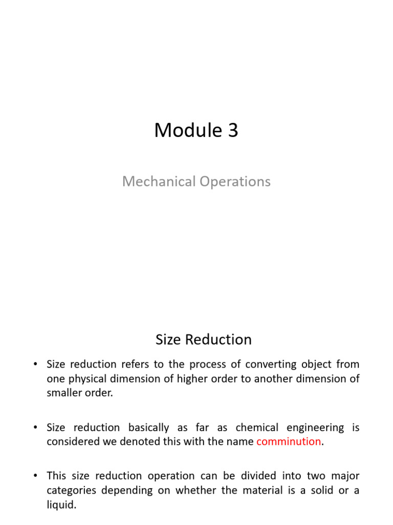 Size Reduction in Mechanical Operations | PDF | Mill (Grinding ...