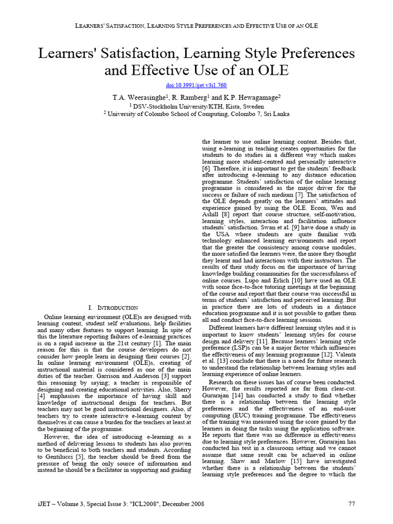 Learners' Satisfaction in Online Education | PDF | Educational ...