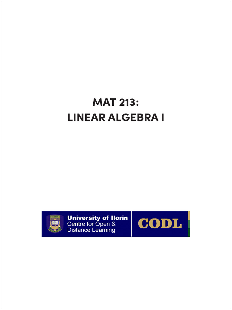 MAT 213: Linear Algebra I Course Guide | PDF | Linear Subspace | Vector ...