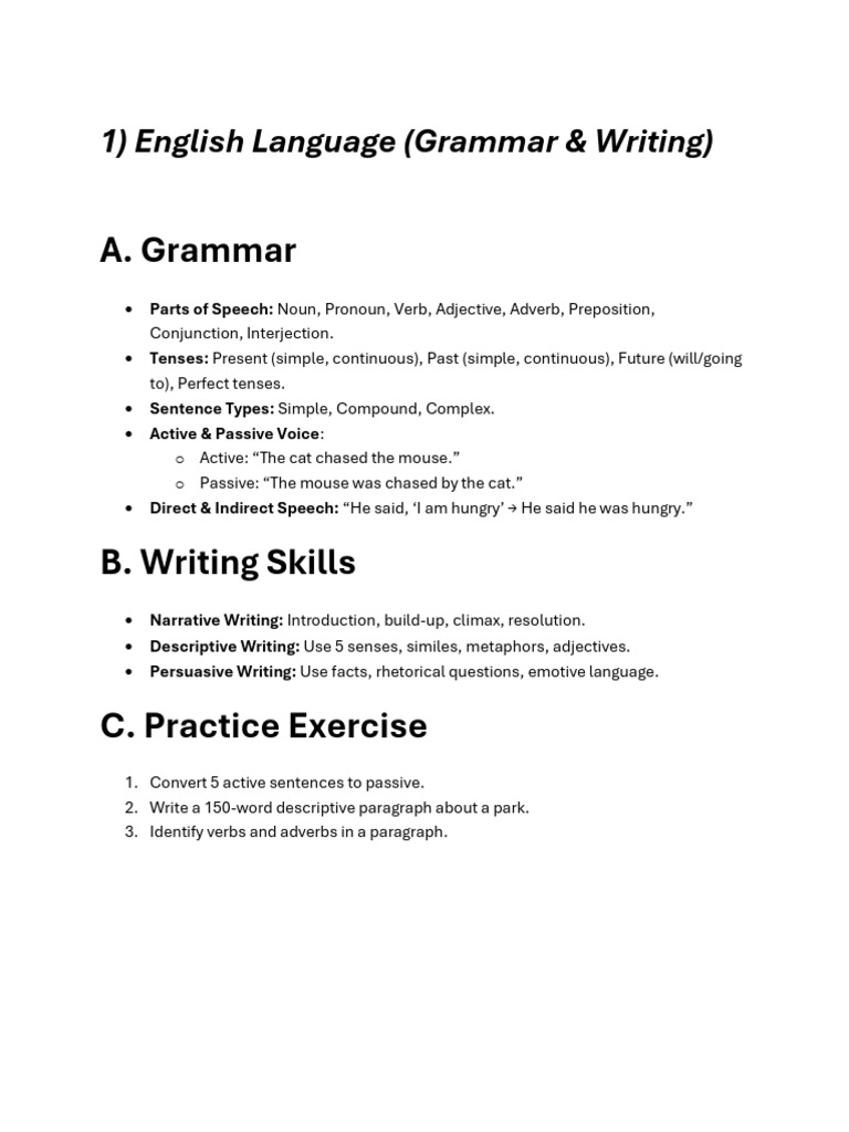 English Grammar and Writing Guide | PDF