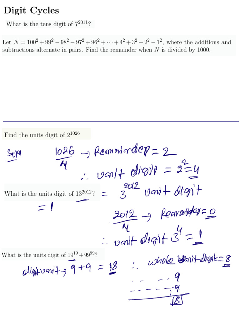 Remainder of 972 Divided by 2 | PDF | Number Theory | Algebra