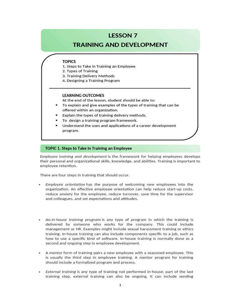 Steps for Effective Employee Training | PDF | Mentorship | Behavior ...