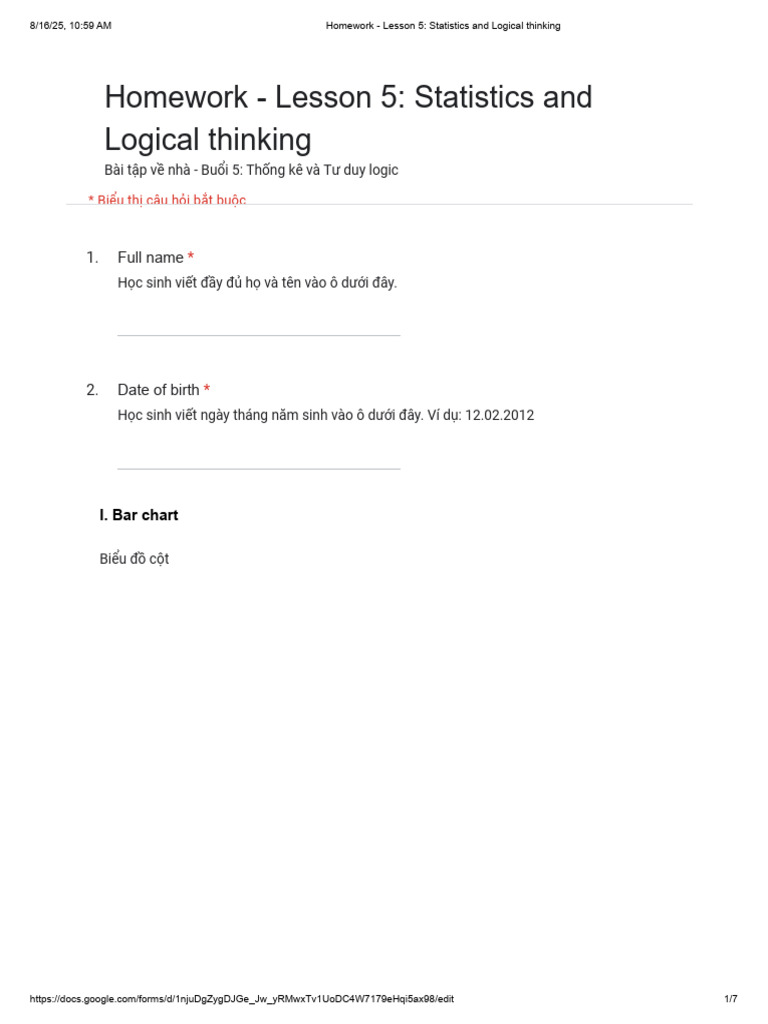 Homework 5 - Google Biểu Mẫu | PDF