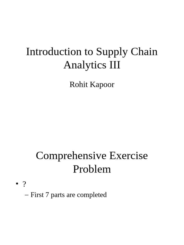 Introduction To Supply Chain Analytics III | PDF | Profit (Economics ...