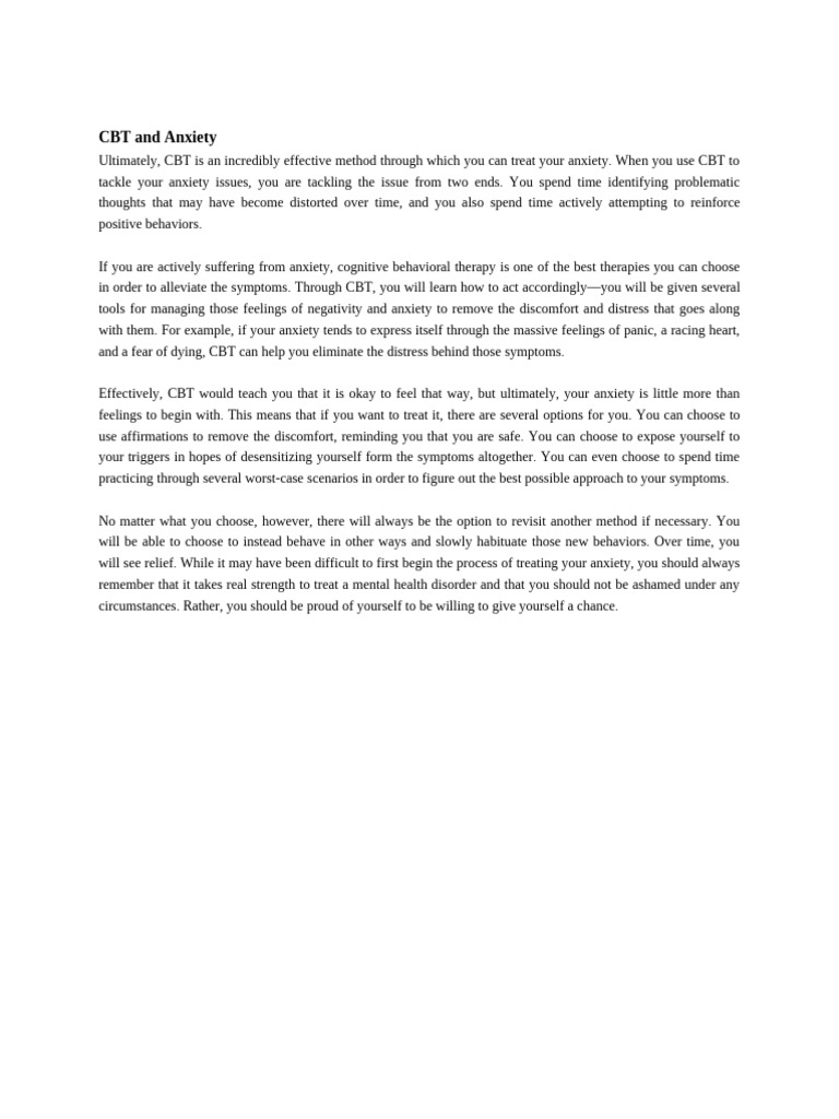 CBT Techniques for Managing Anxiety | PDF