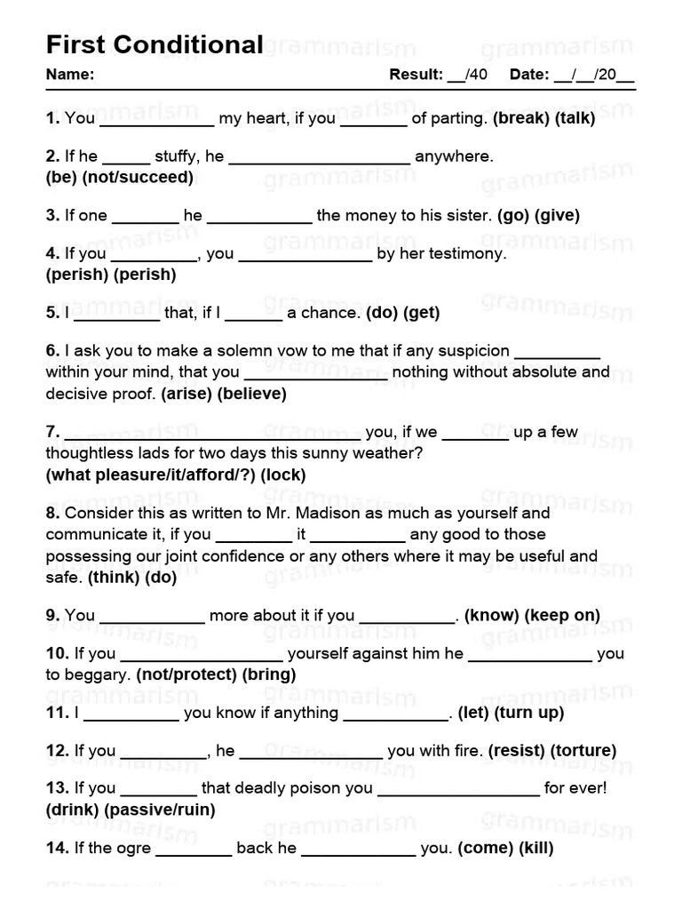 First Conditional Exercises and Examples | PDF