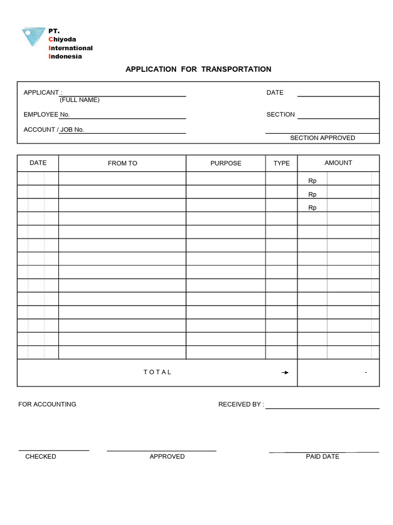 Application For Transportation | PDF