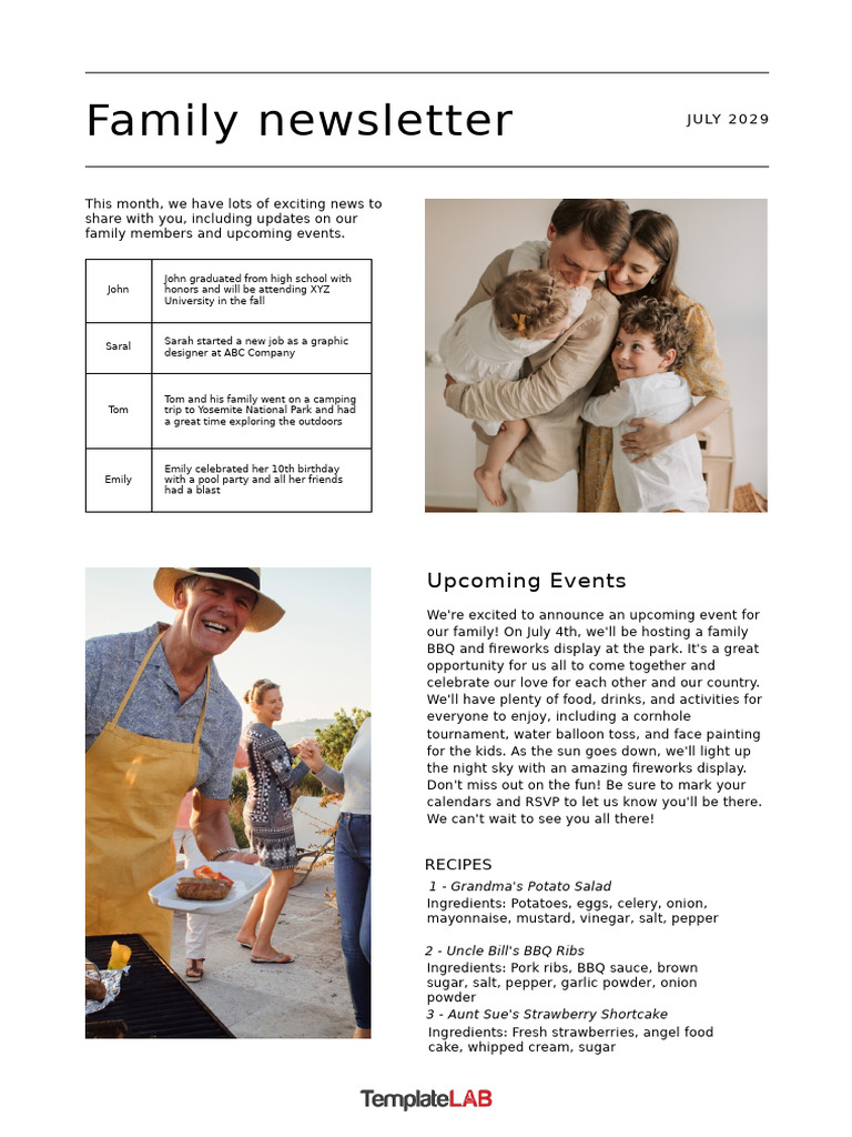 Family Newsletter Templates | PDF | European Cuisine | Cooking