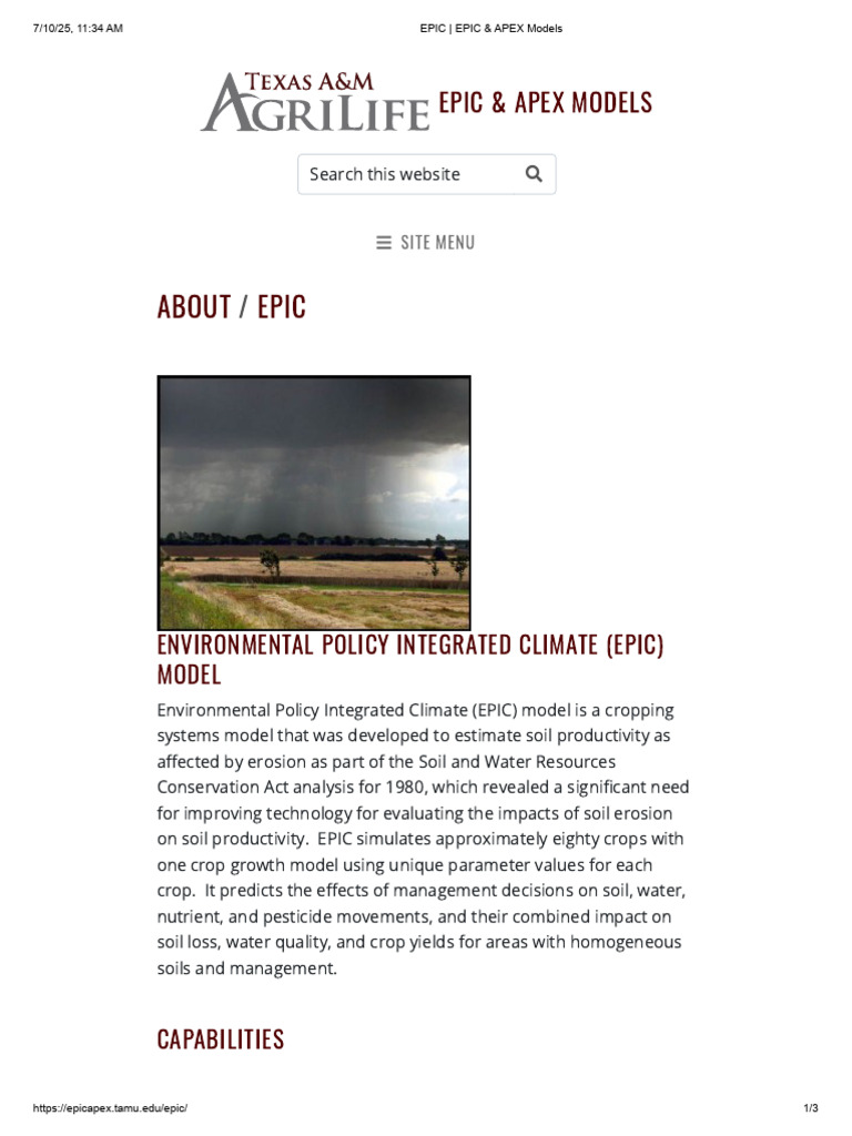 EPIC Model for Soil and Crop Analysis | PDF | Soil | Crop Rotation