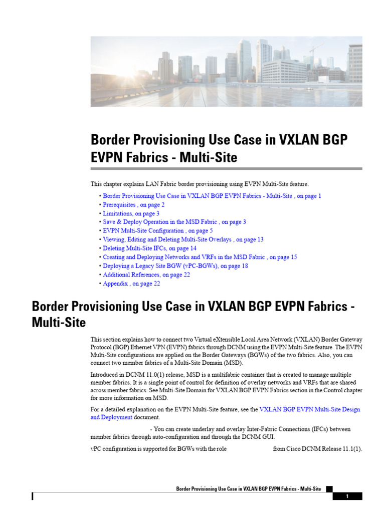 EVPN Multi-Site Border Provisioning Guide | PDF | Router (Computing ...