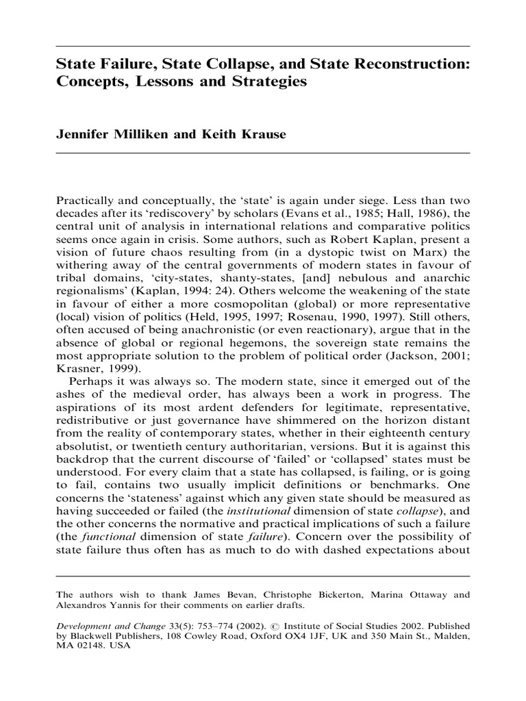 Understanding State Failure and Collapse | PDF | Failed State | State ...