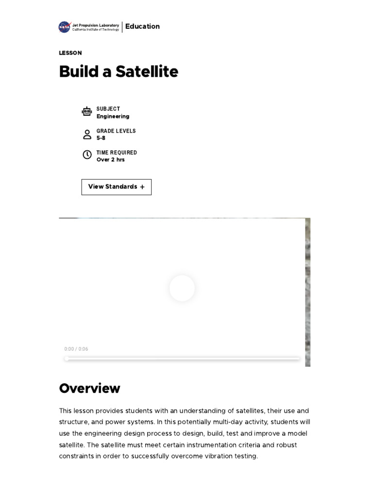 Building a Model Satellite Lesson | PDF | Satellite | Lander (Spacecraft)