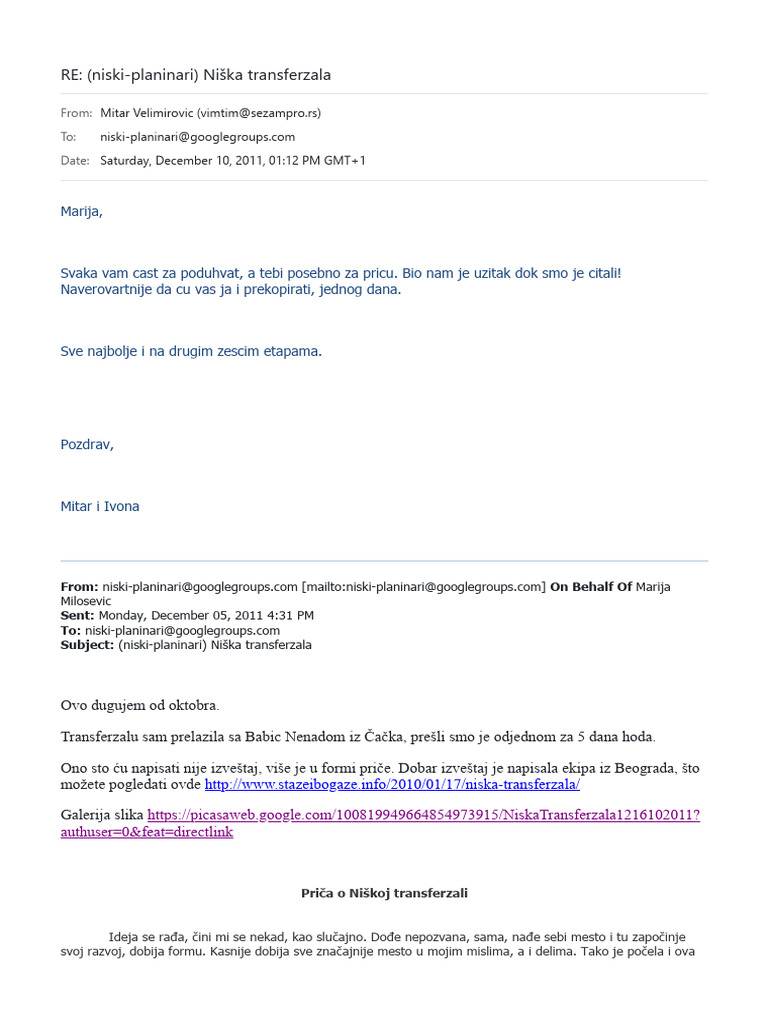 Niška Transferzala - Priča | PDF