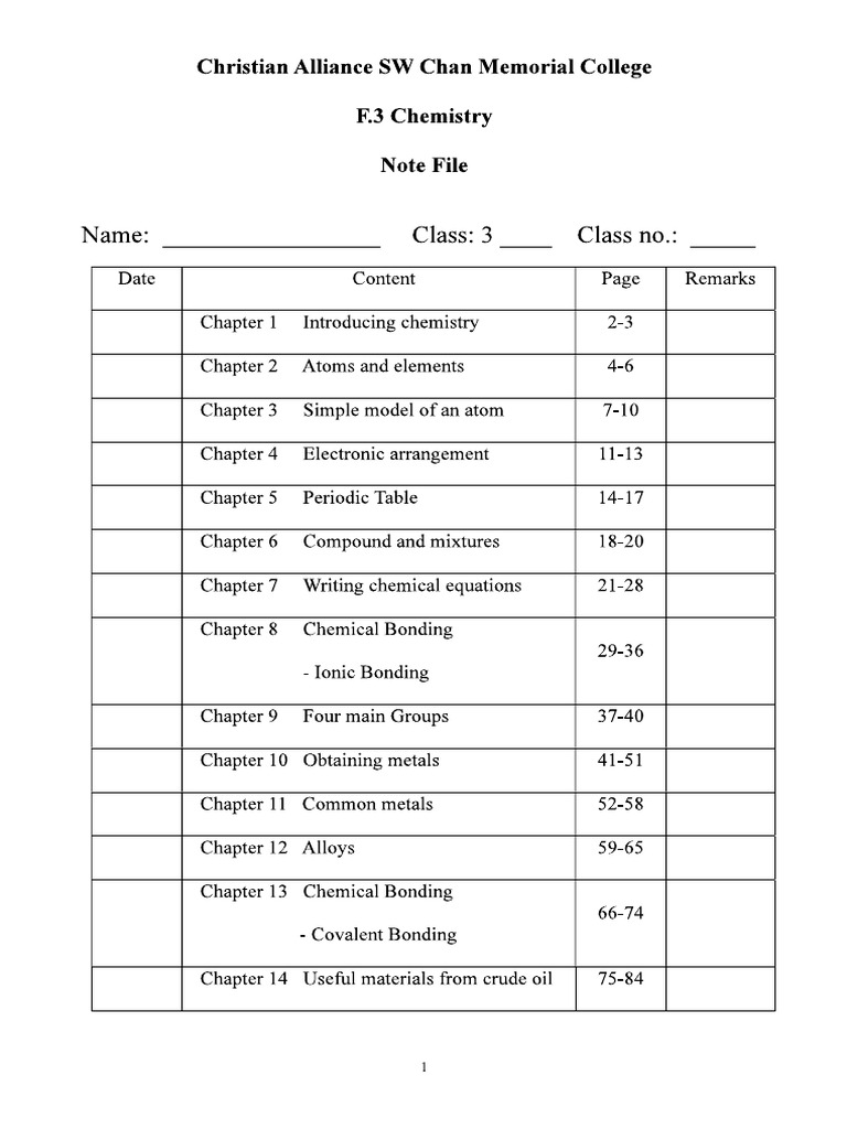 F3 Chem Note ANS - p.1-33 | PDF