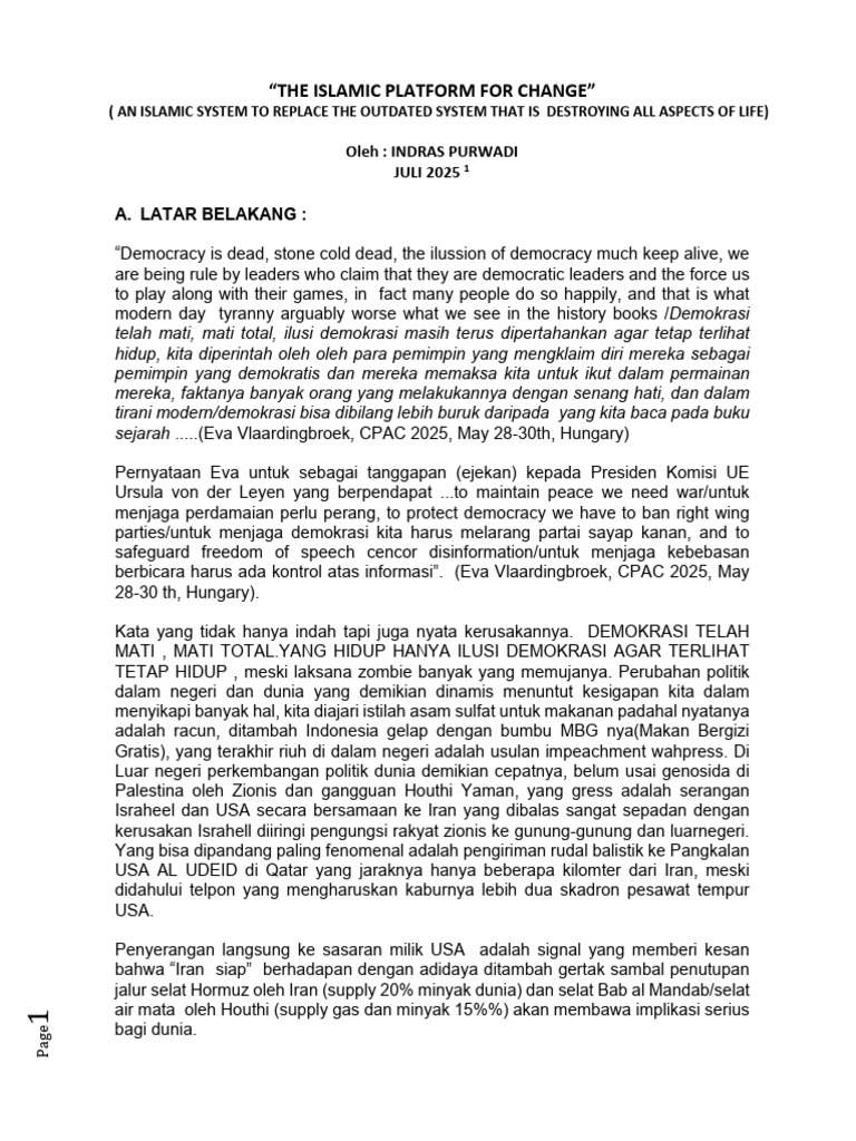 Sistem Islam untuk Perubahan Global | PDF