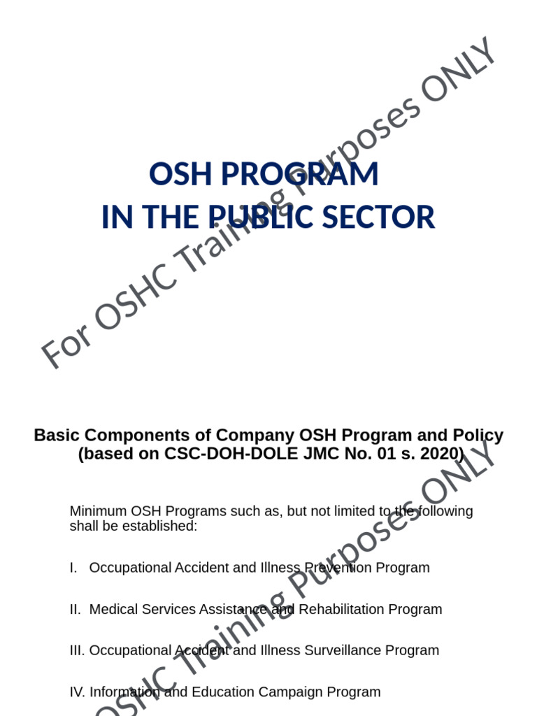 OSH Program Template for Public Sector | PDF | Occupational Safety And ...