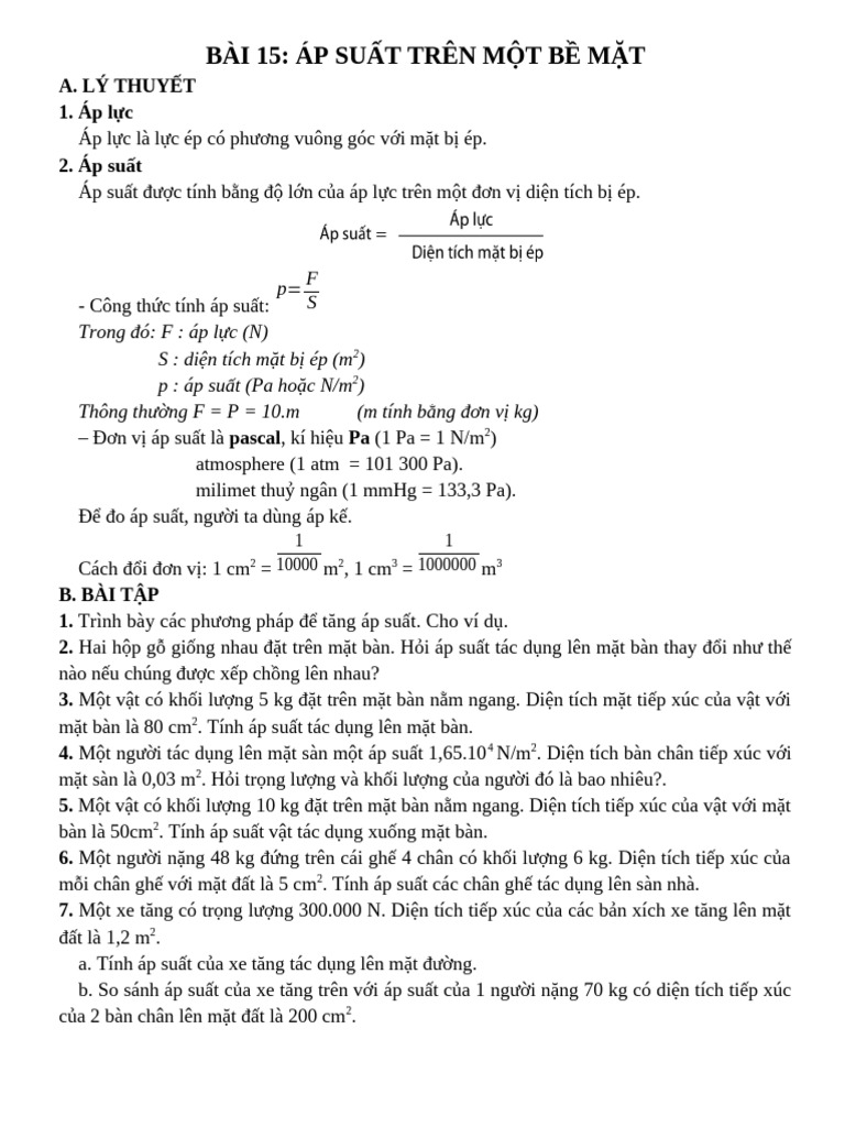 Bai 15 AP Suat Tren 1 Be Mat 1 | PDF