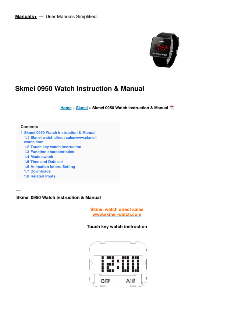Skmei 0950 Watch Instruction Manual | PDF